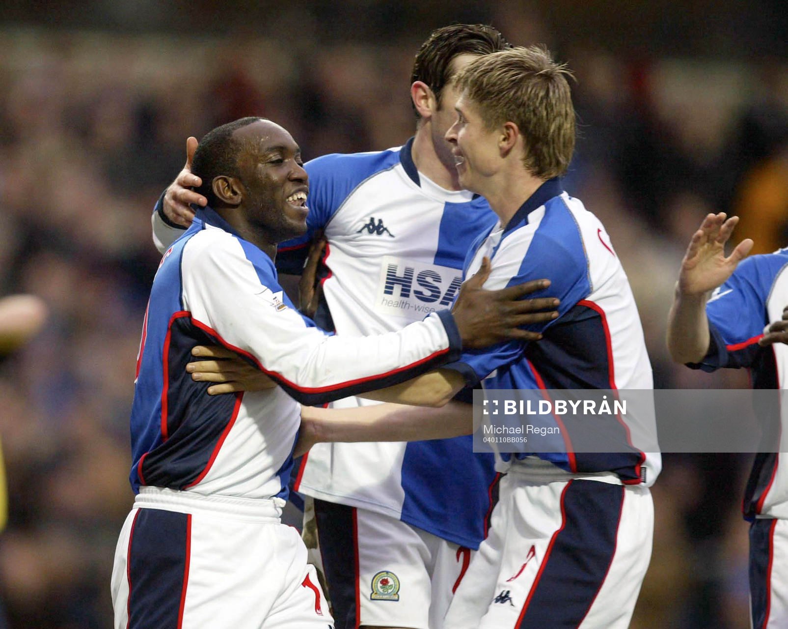   Dwight Yorke, Blackburn,  jubel efter mål. 