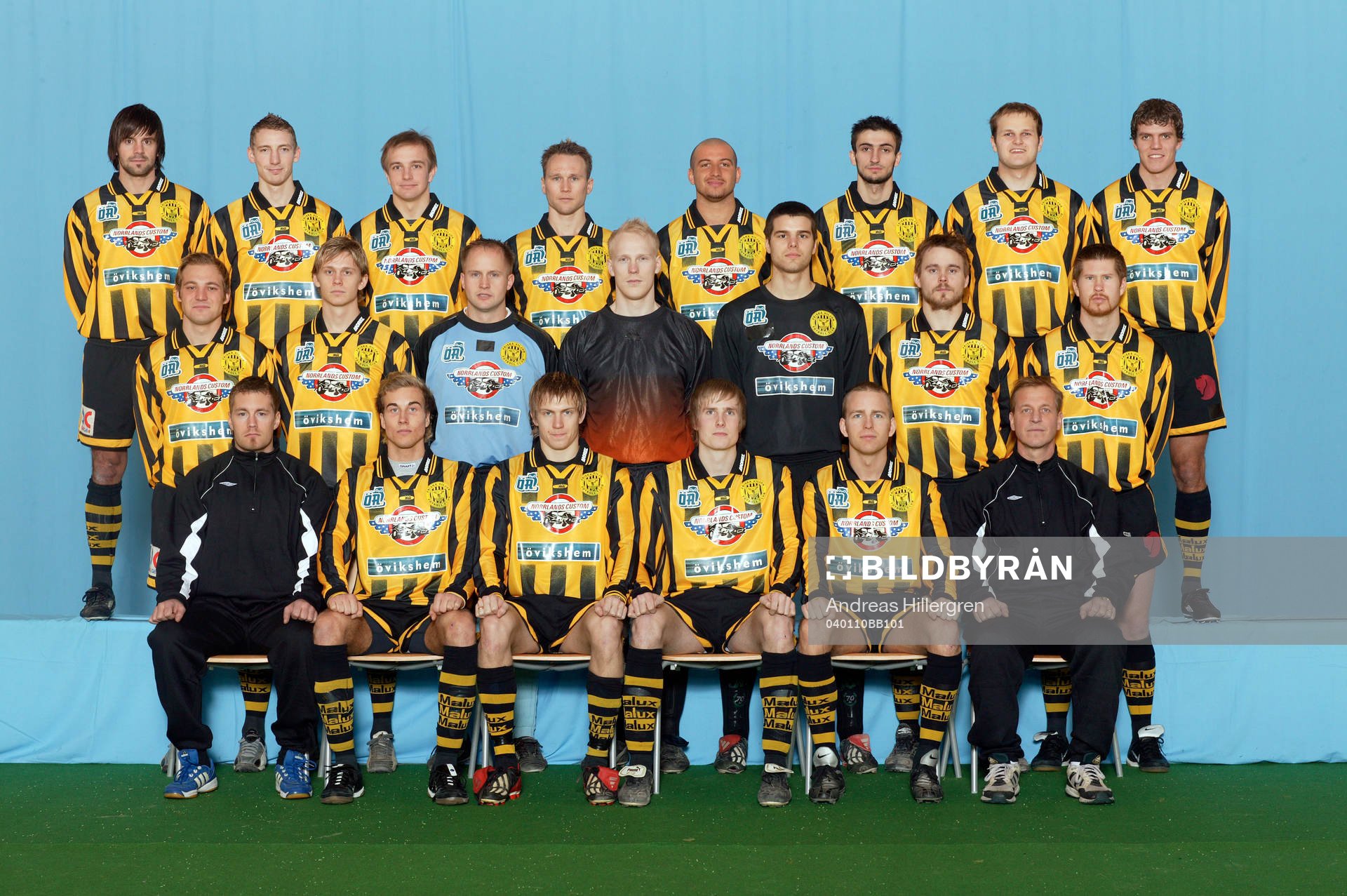  Bakre raden från vänster: Tomas Backman, Daniel Johansson, Jimmy Anjevall, Håkan Östberg, Senad Zulovic, Gezim Ahmeti, Daniel Östman, Mattias Norberg.
