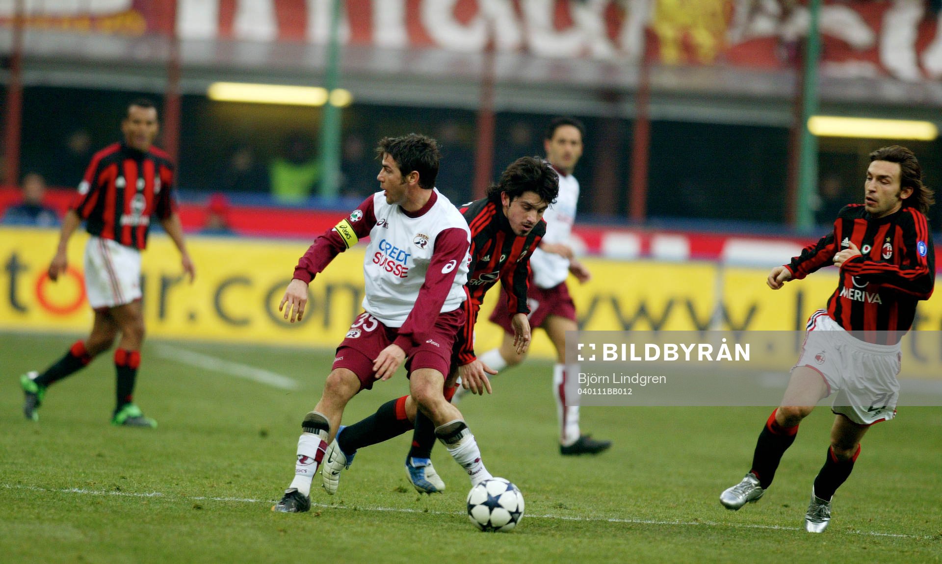  Francesco Cozza, Reggina, Gennaro Gattuso, och Andrea Pirlo, Milan