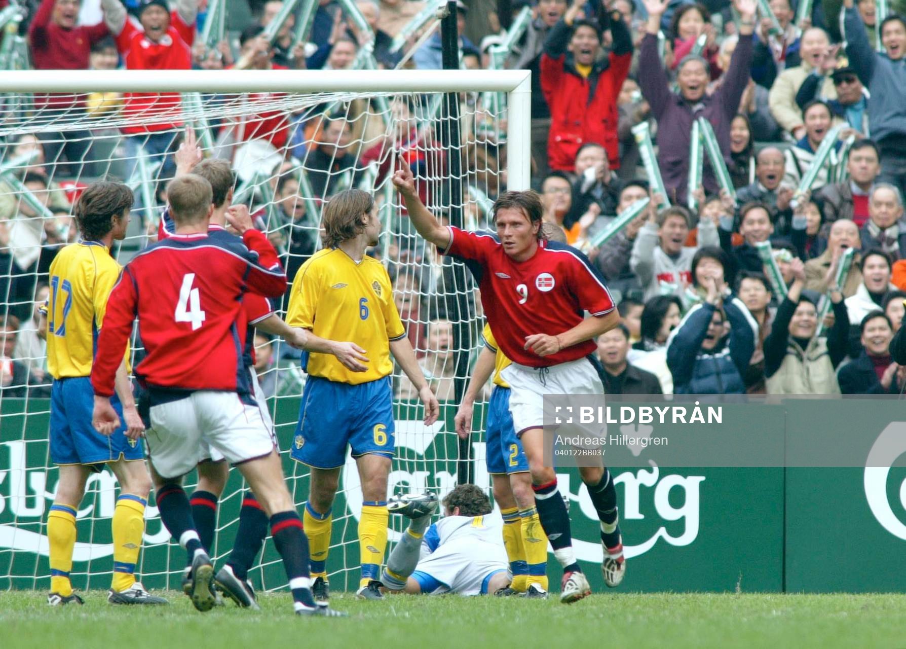  0-1, jubel av Frode Johnsen, Norge.