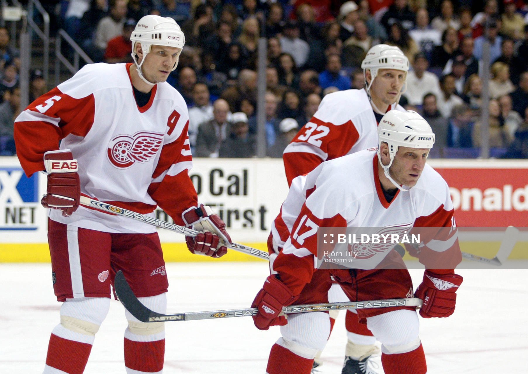Nicklas Lidström, Brett Hull och Steve Thomas, Detroit Red