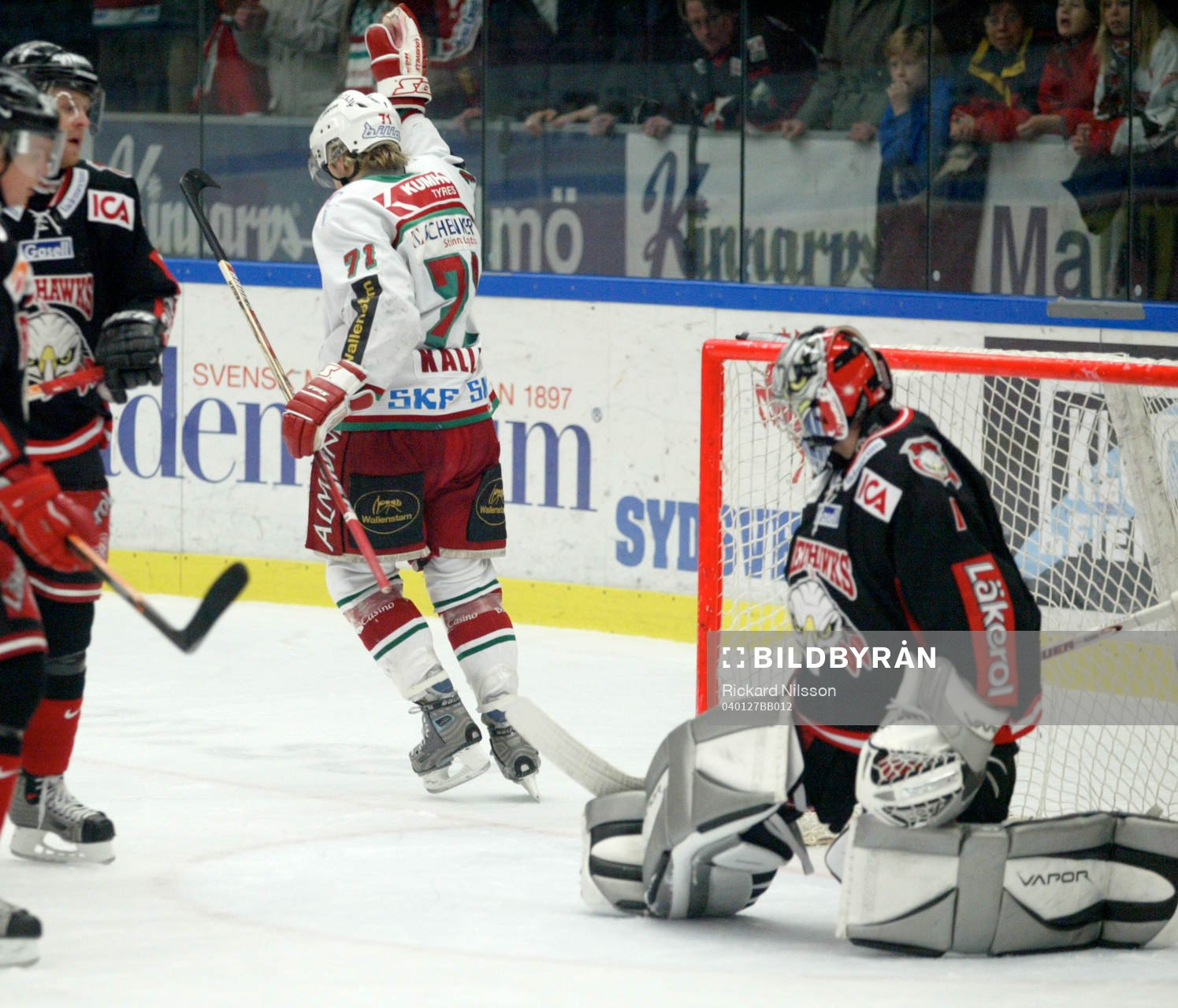 Tomi Kallio, Frölunda jubel och Andreas Hadelöv, målvakt