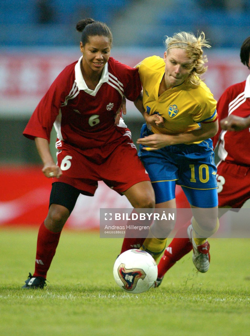 Fotboll, Sverige, dam, landslag, fyrnations , Kanada -