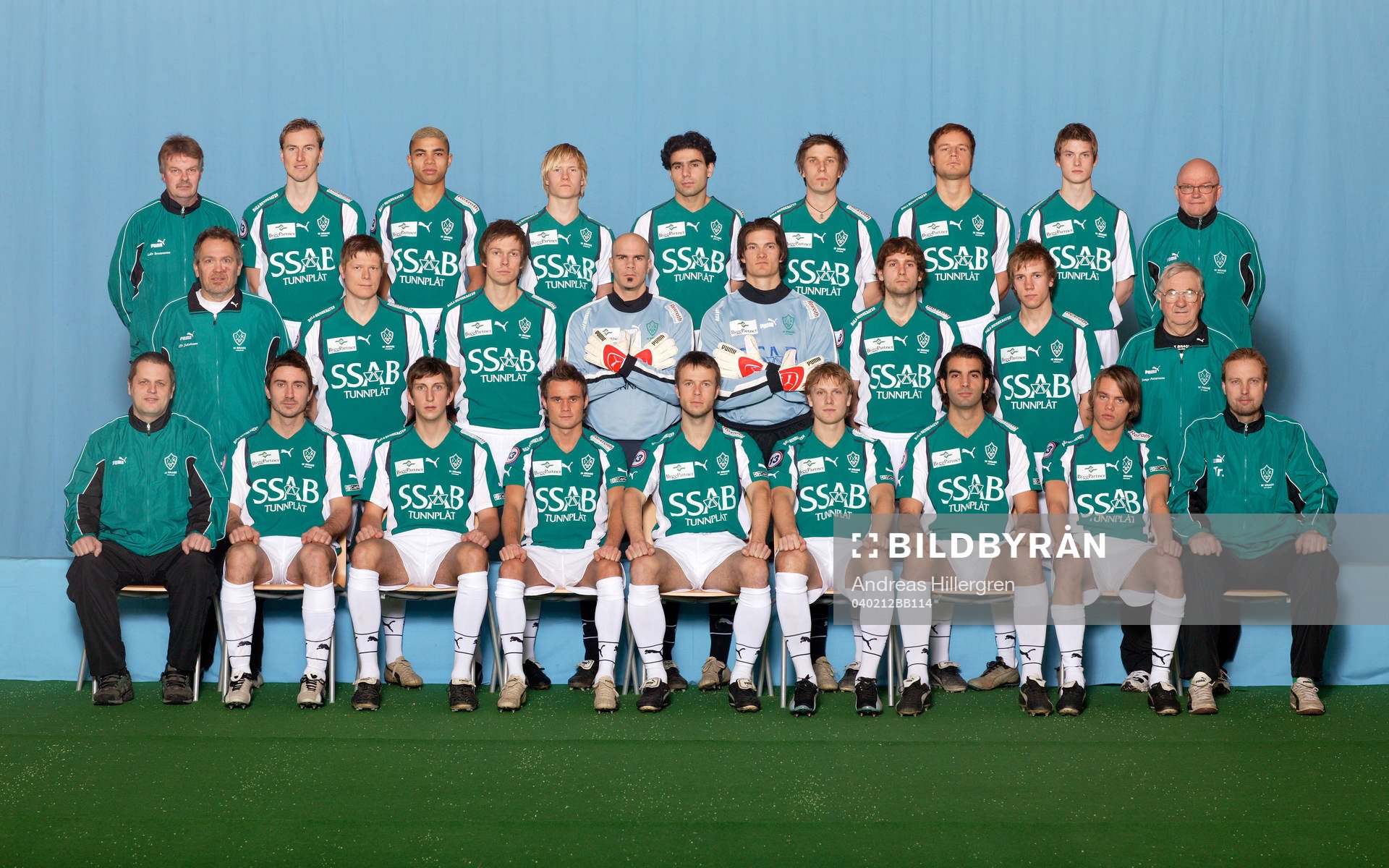  Bakre raden från vänster: Lars-Olof Torstensson (materialförvaltare), Fredrik Bengtsson, Philippe Commes, Magnus Klasson, Seyhmus Abic, Mattias Wettergren, Jörgen Sundström, Jonatan Lundevall, Anders Dahlman (läkare).