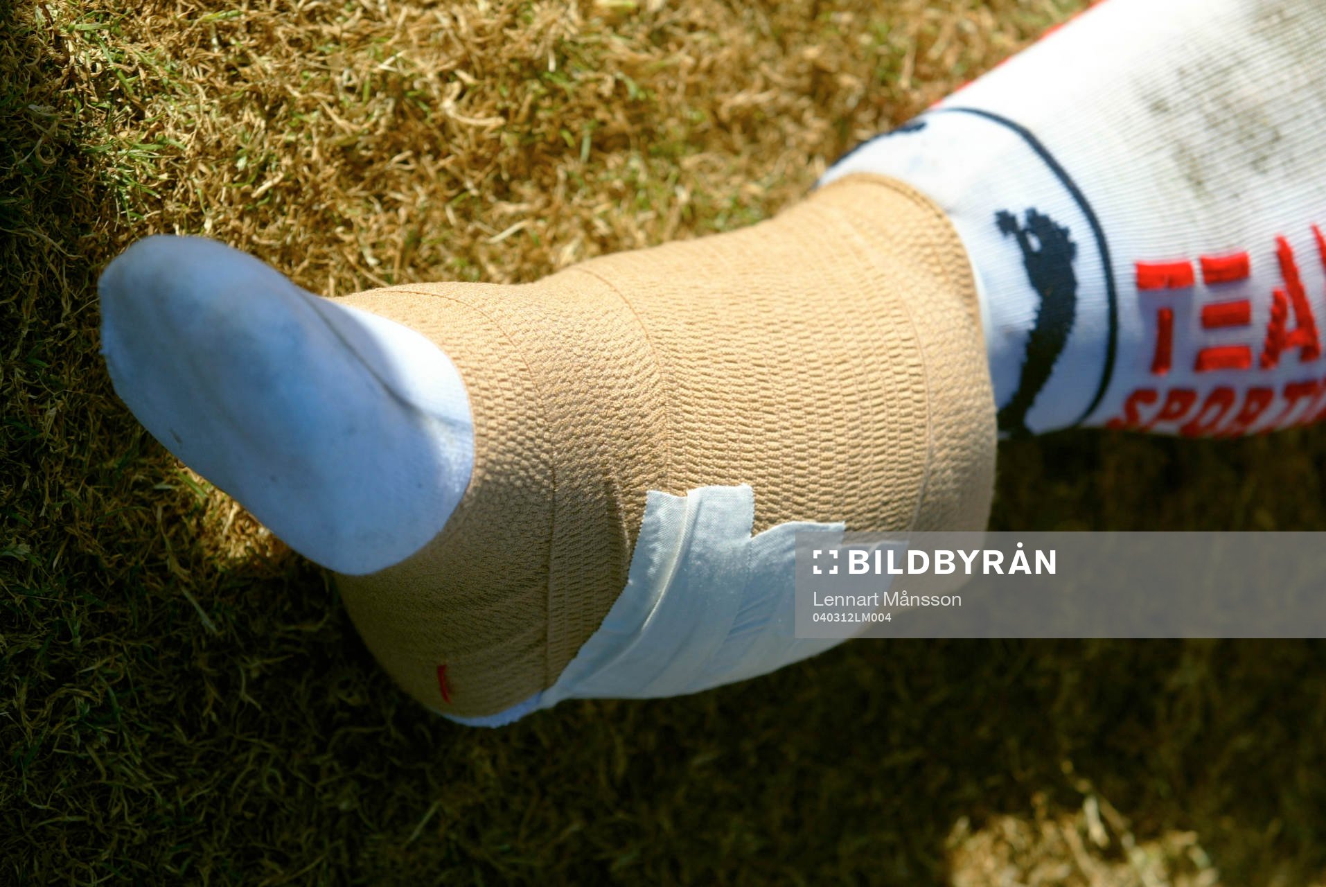 Fotboll, fot, bandage, skada