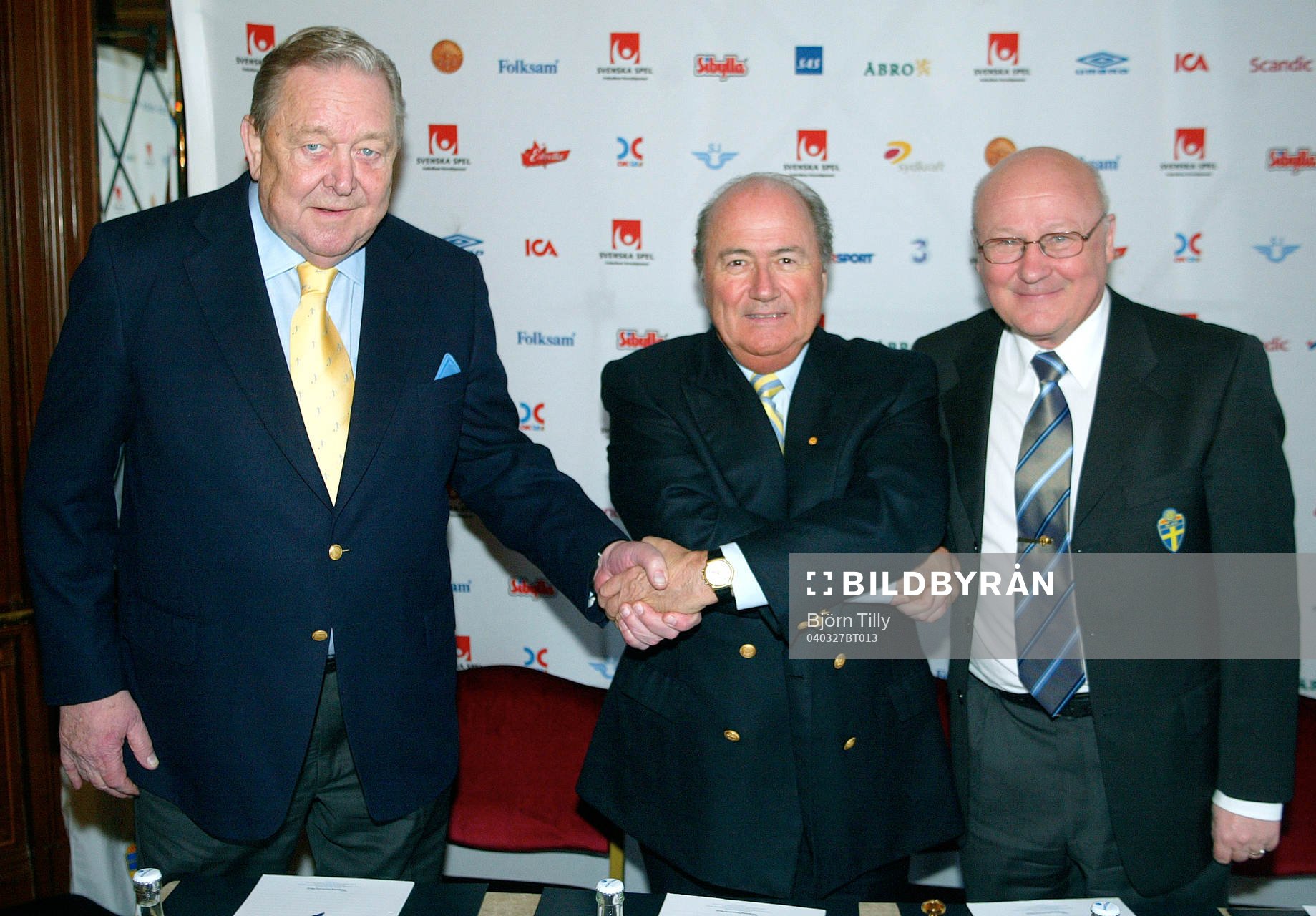 Lennart Johansson, UEFA president, Josef Blatter, FIFA