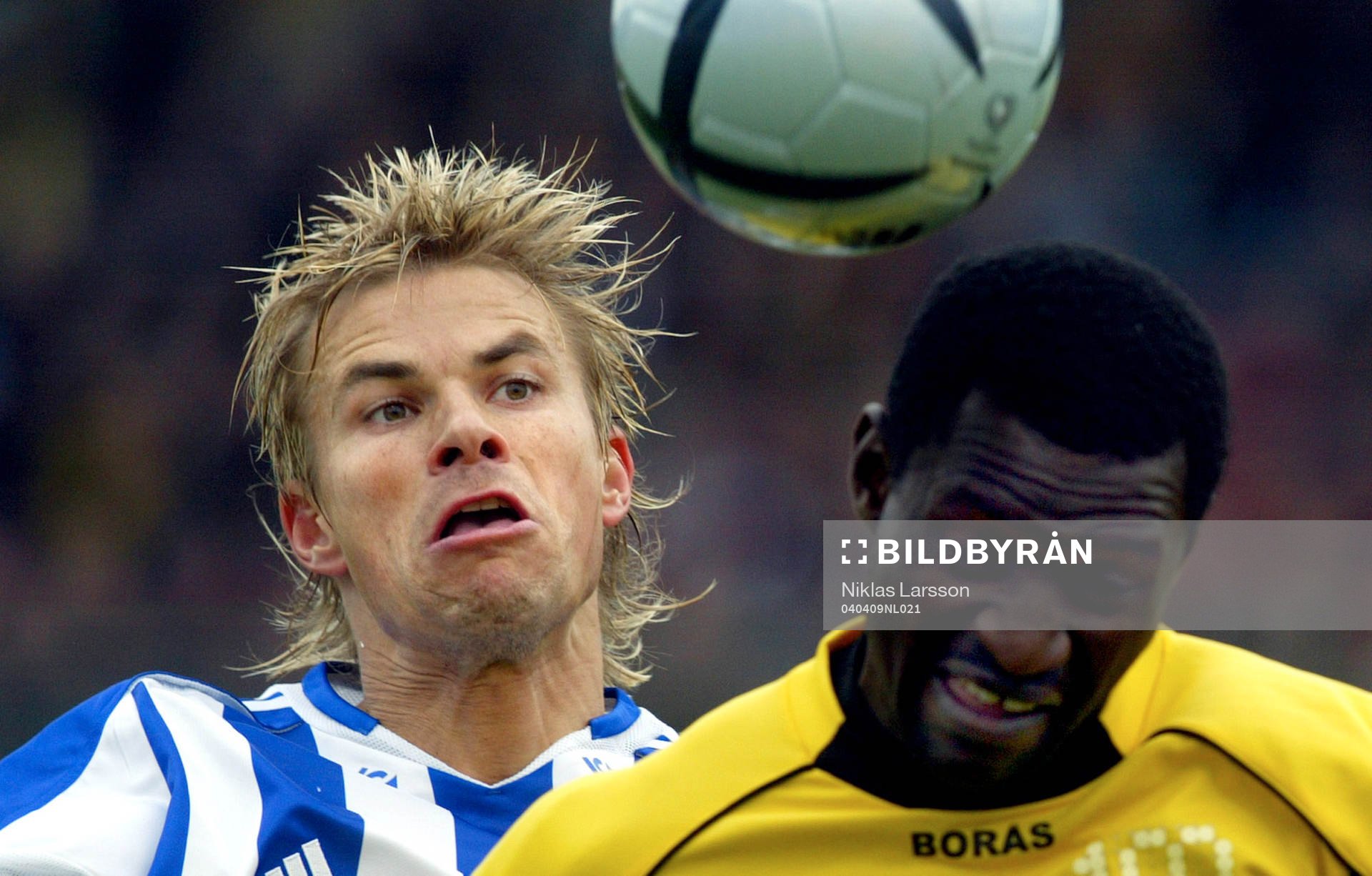 Fotboll, Allsvenskan, Göteborg - Elfsborg: Garba Lawal, Elfsborg och Niclas Alexandersson, Göteborg.