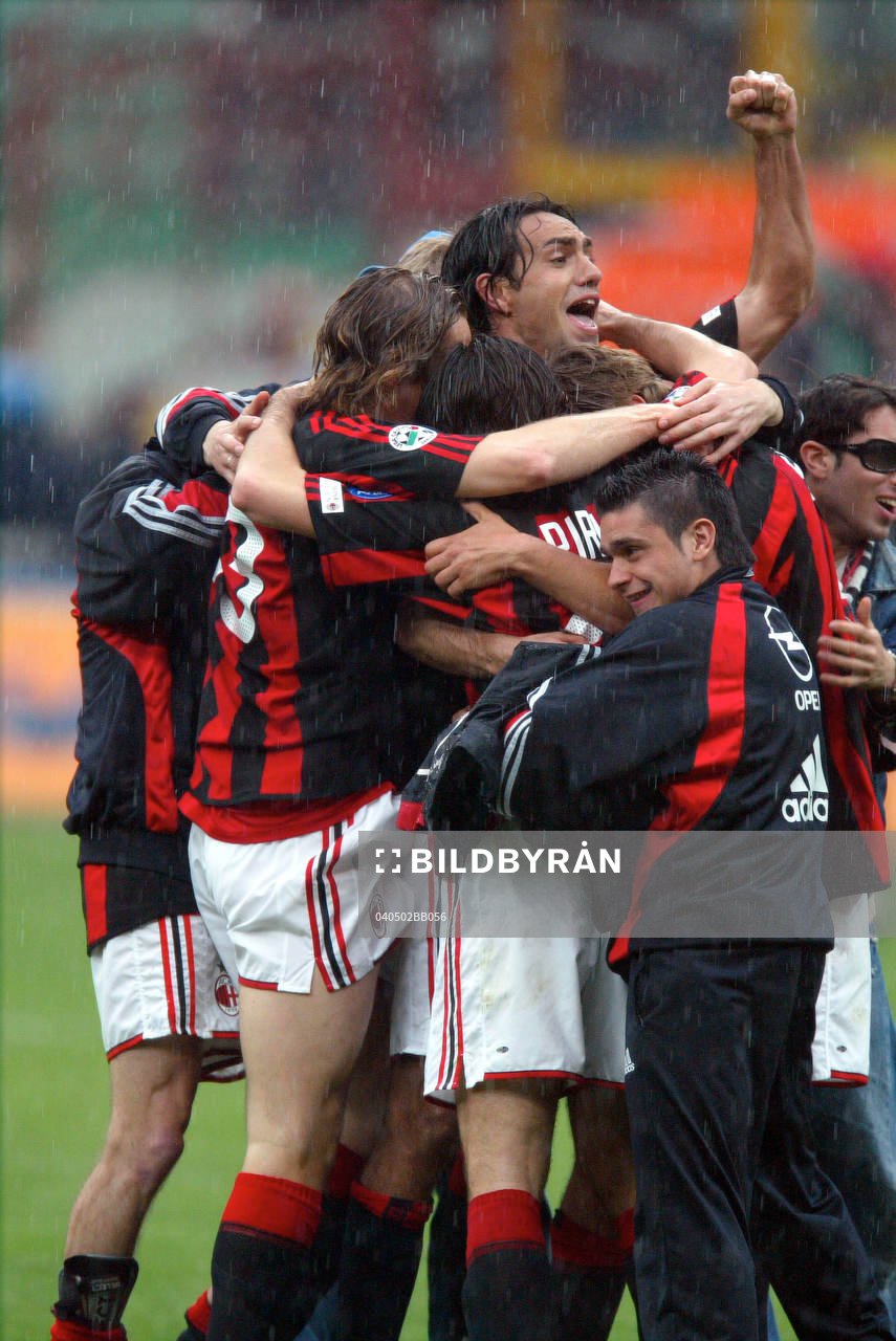  Milan, jubel, glädje efter ligasegern.