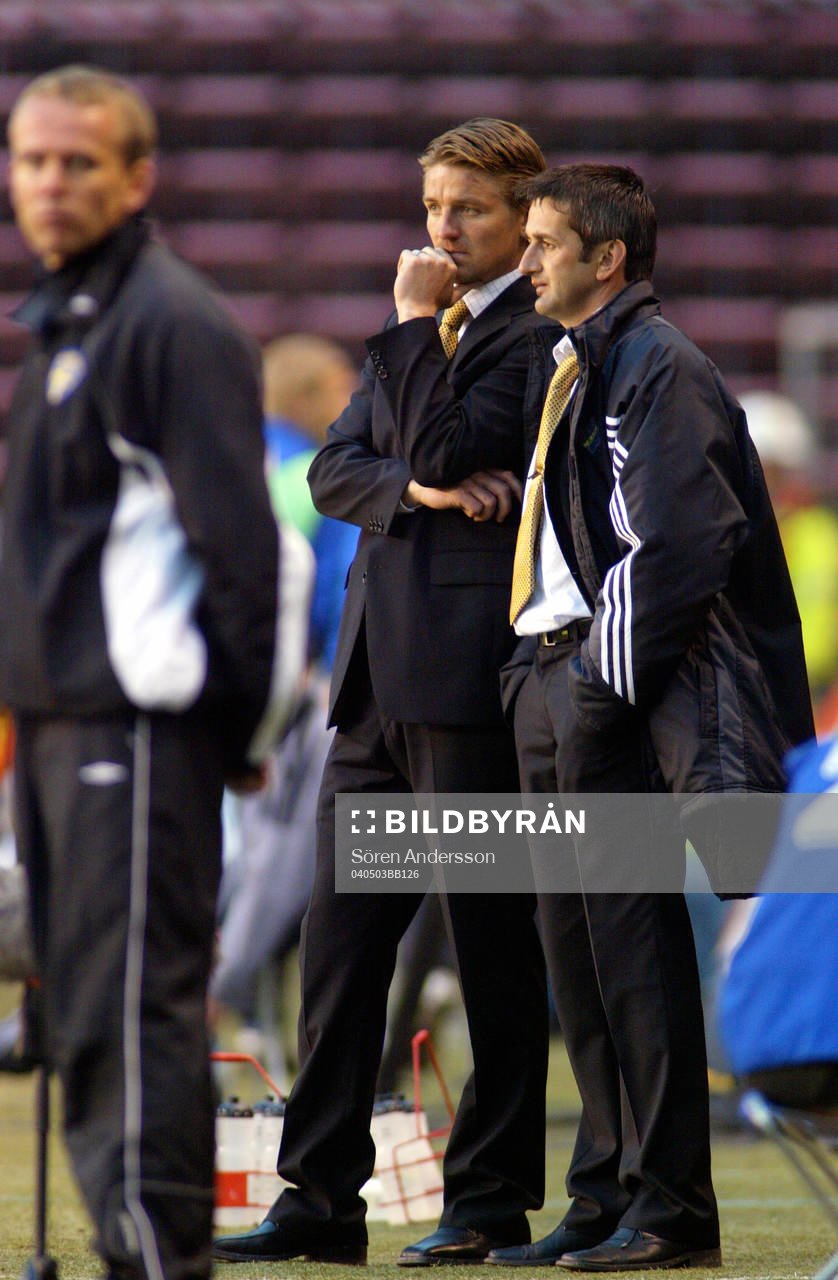 Patrick Englund och Neboja Novakovic, tränare, AIK
