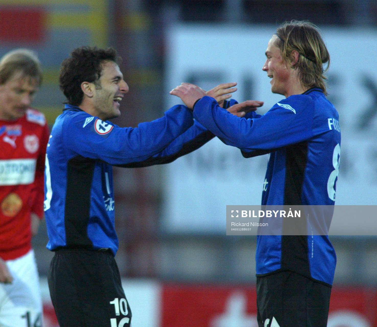 Sharbel Touma och Markus Rosenberg, Halmstad. Jubel