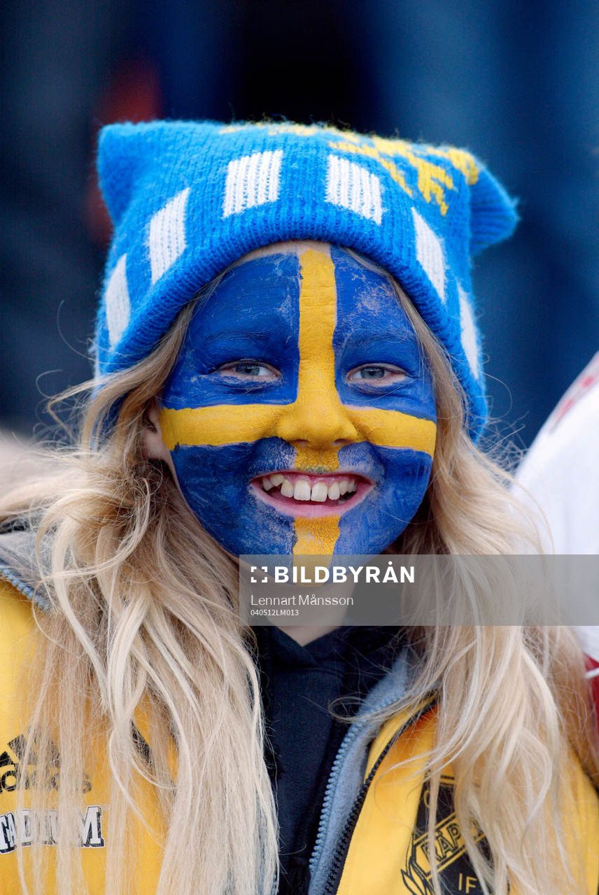 Supporter, ansiktsmålning, flicka, tjej