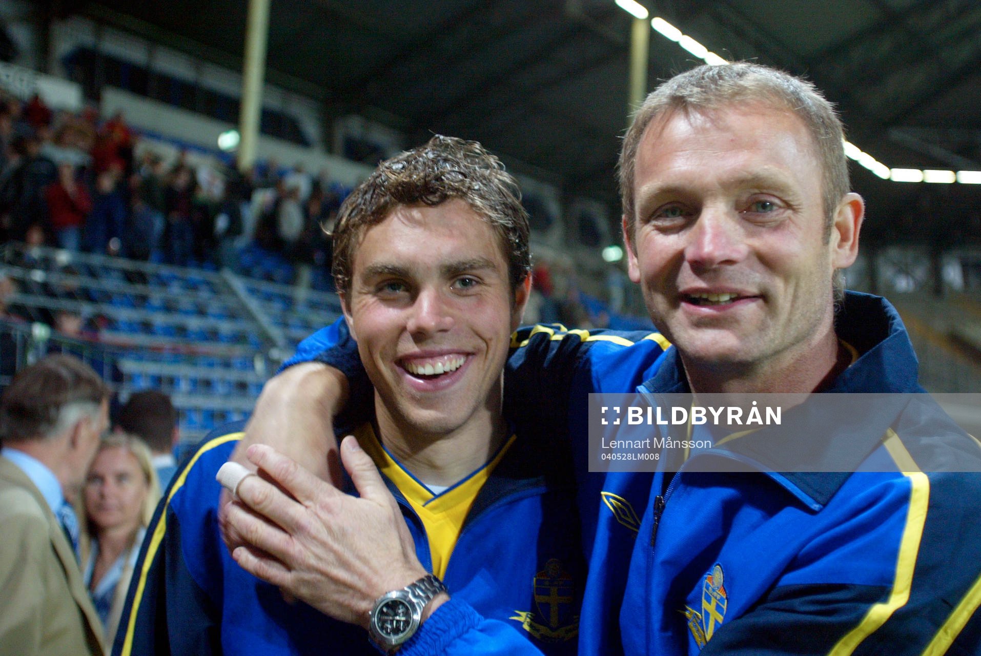 Johan Elmander och Torbjörn Nilsson, förbundskapten,