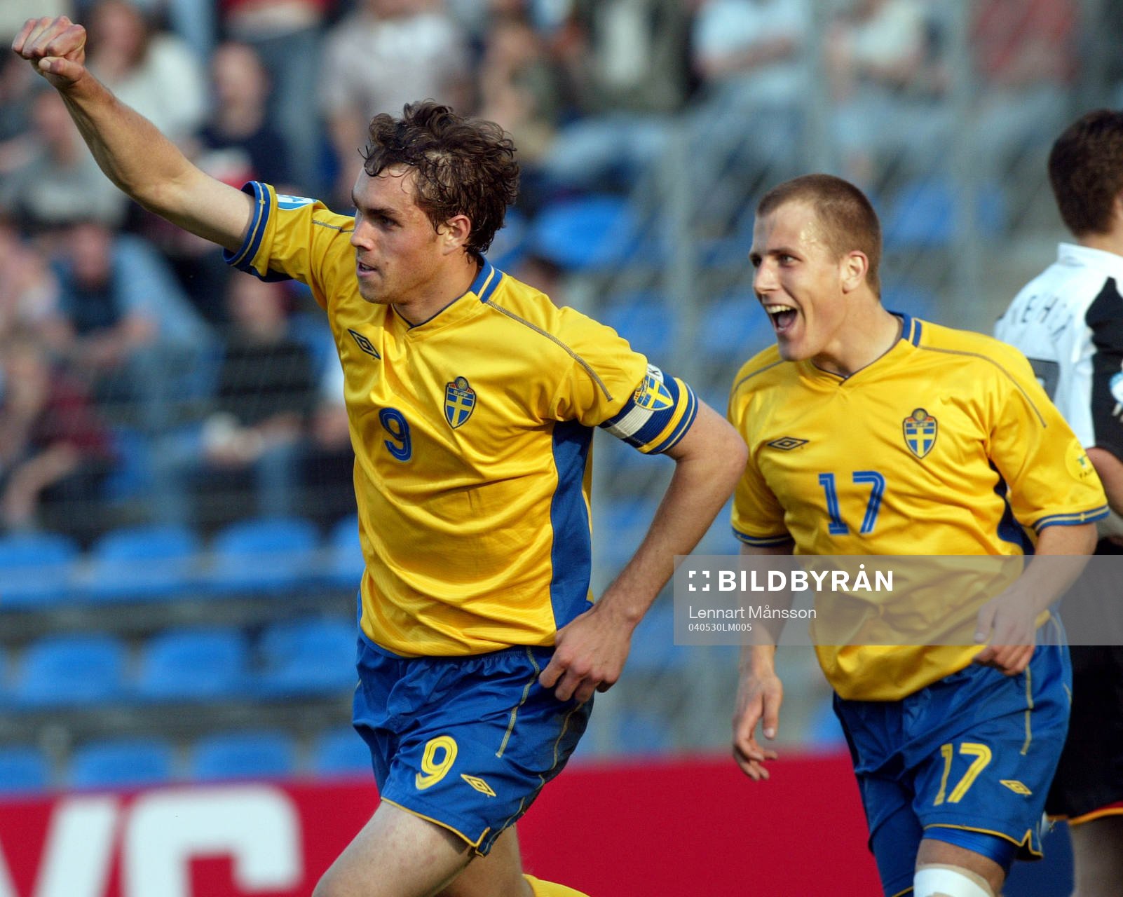 Johan Elmander och Tobias Hysén, Sverige, jubel
