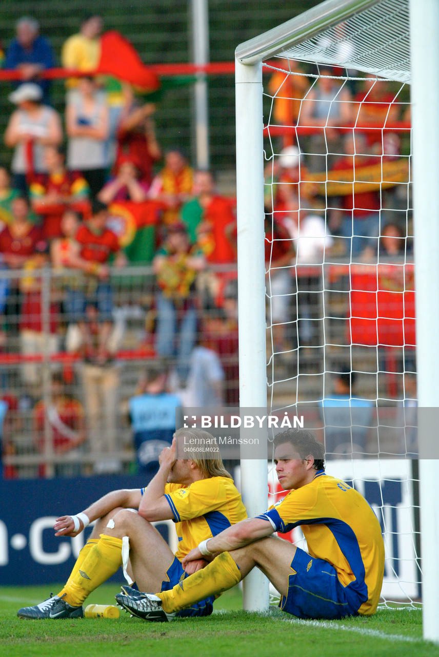 Mikael Dorsin och Johan Elmander, Sverige, depp