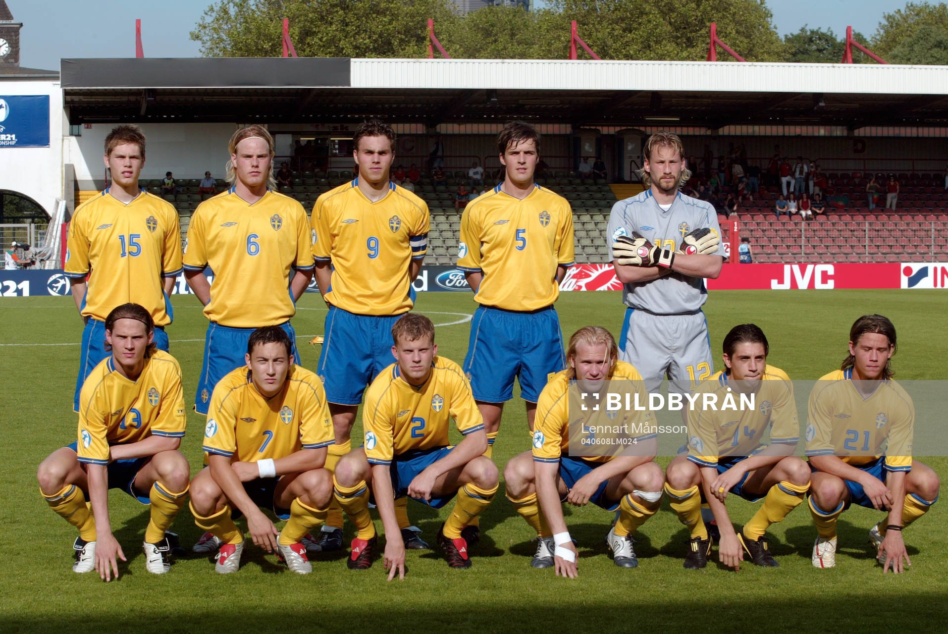 Fotboll, U21, EM, Sverige, lagbild. Bakre raden fr v; Johan