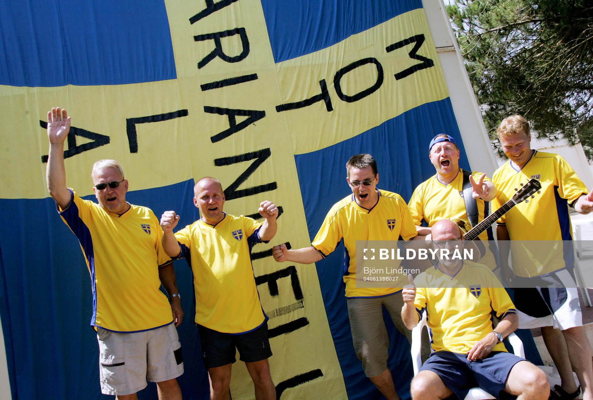 Det svenska supporterlägret på campingen i Cascais. Roger