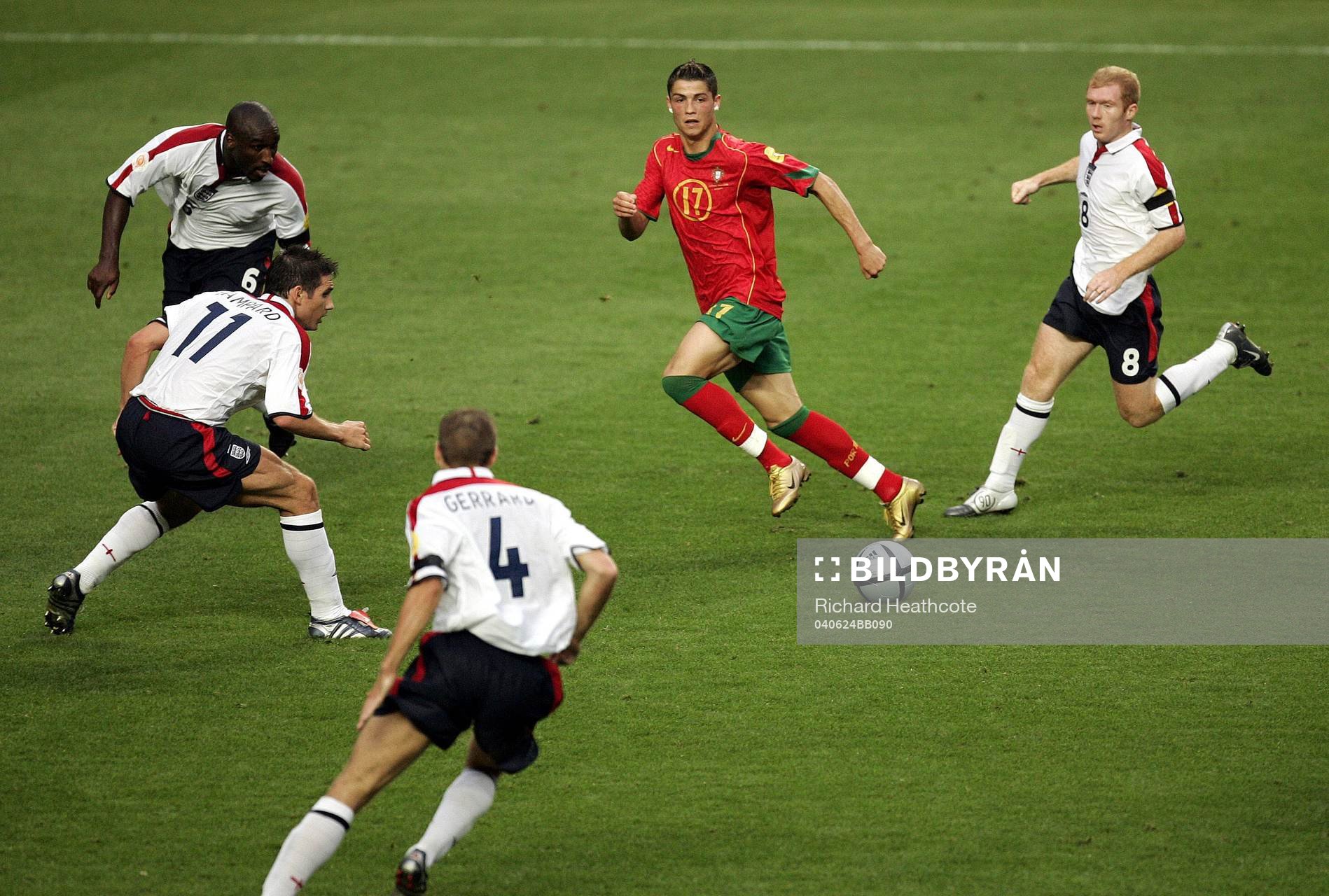  Sol Campbell, Frank Lampard, Steven Gerrard och Paul Scholes, England och Cristiano Ronaldo, Portugal