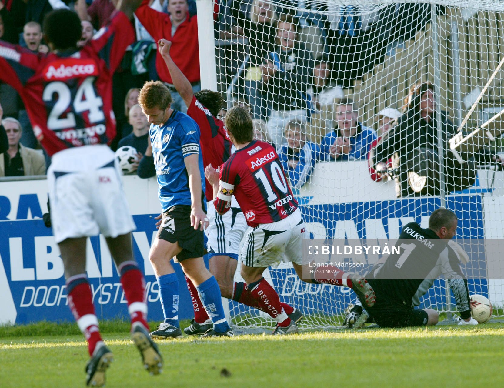 0-1, Djurgården, jubel, Conny Johansson, målvakt Halmstad