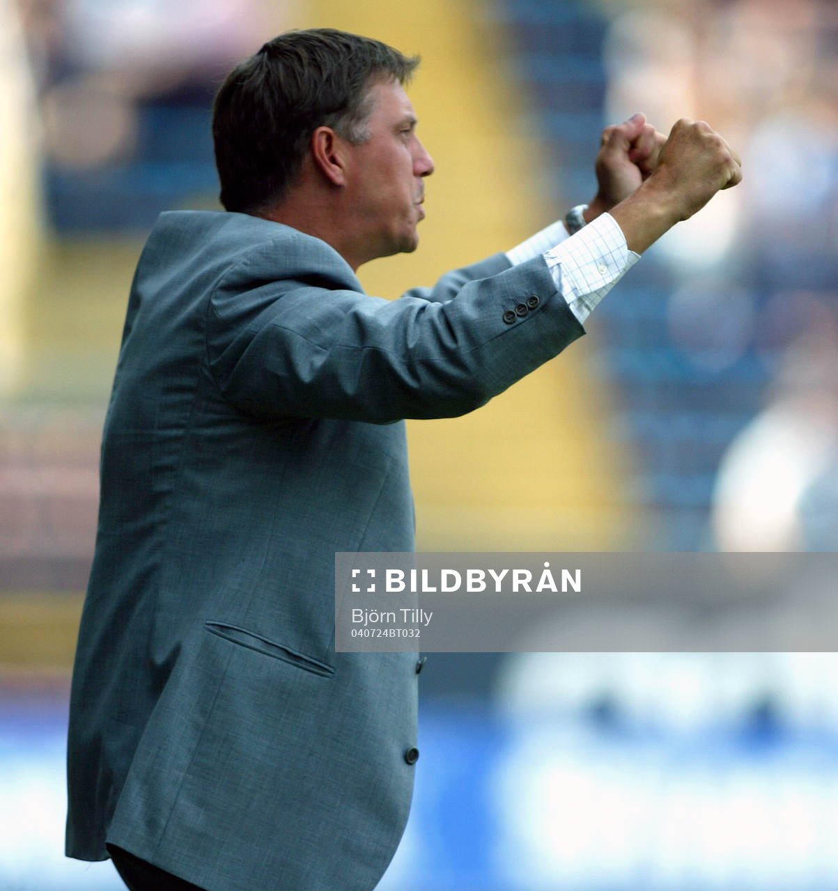 Kjell Jonevret, tränare Djurgården jublar (Jubel)