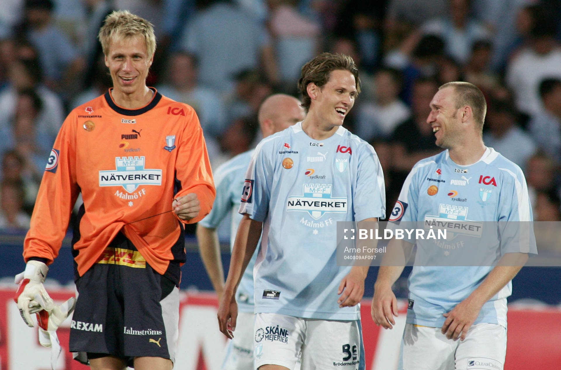 Mattias Asper, Jon Jönsson och Niklas Skoog glada