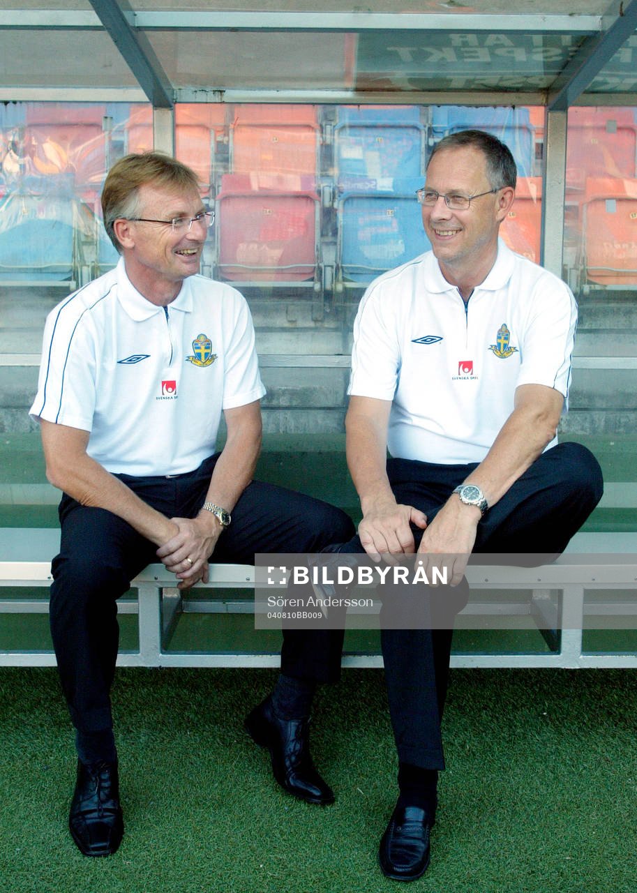 Roland Andersson och Lars Lagerbäck, förbundskapten,