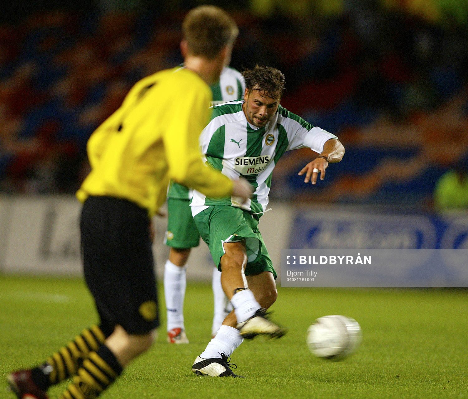 Fotboll, Kval till UEFA Cupen, Hammarby - Akranes: Alexander Östlund, Hammarby skjuter in 2-0.