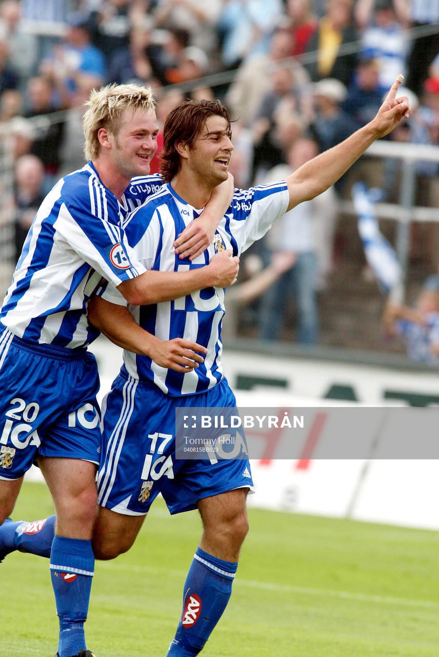 1-0 GEORGE MOURAD och DENNIS JONSSON, Göteborg, jubel,