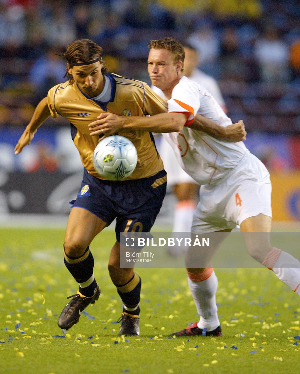 Fotboll, A-lag, Landskamp, Sverige - Holland: Zlatan Ibrahimovic, Sverige och Kevin Hofland, Holland.  