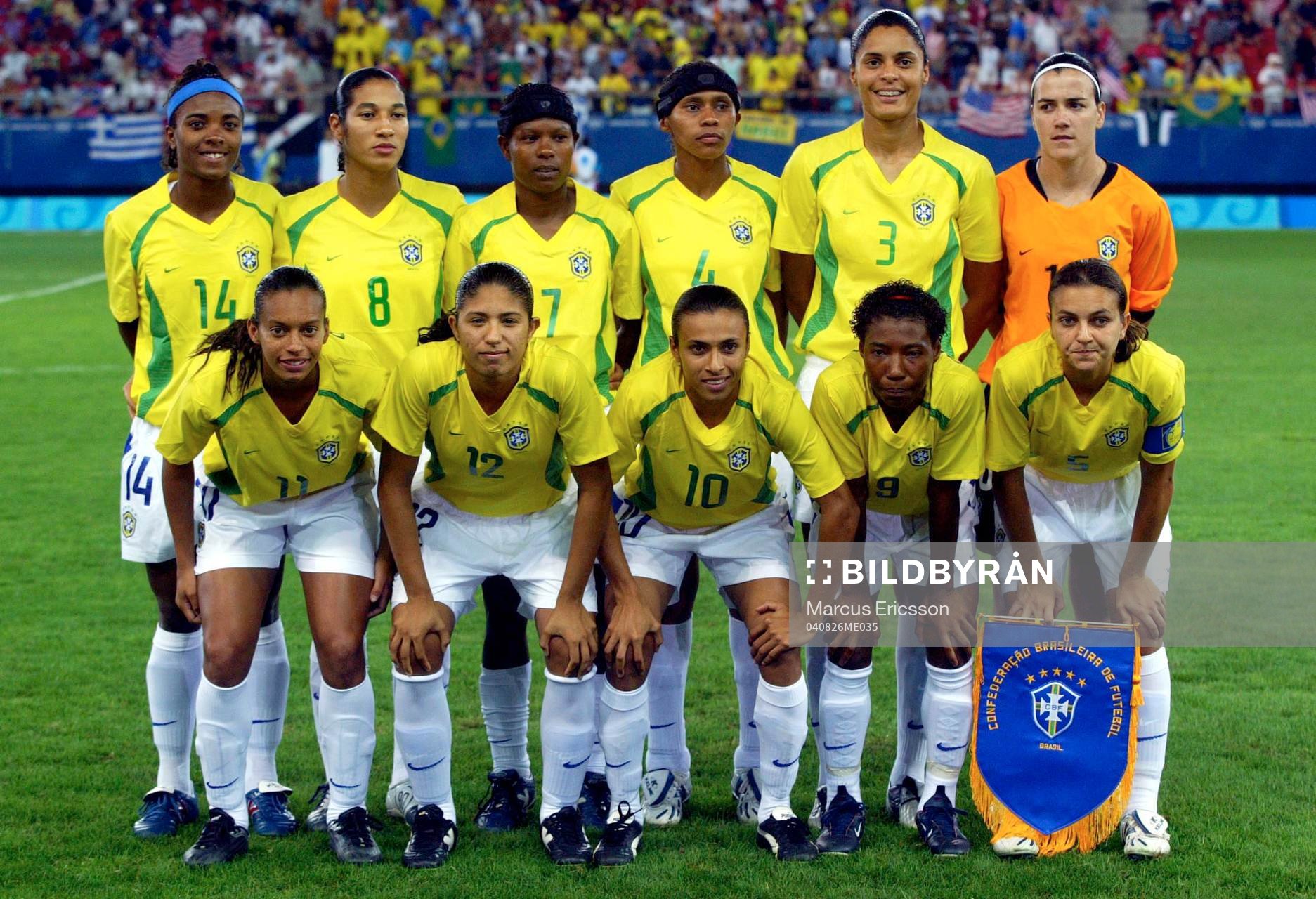 Den brasilianska startelvan, (b.r) Elaine, Daniela,
