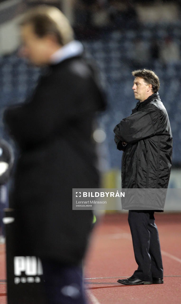 Kjell Jonevret, tränare Djurgården och Tom Prahl,
