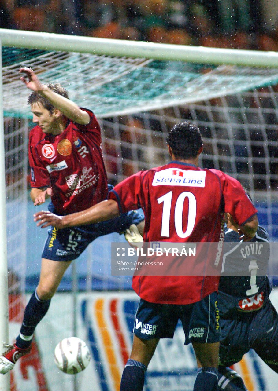 Fotboll, allsvenskan, Hammarby - Örgryte: Johan Gudmunsson, Örgryte, gör enda målet i matchen.