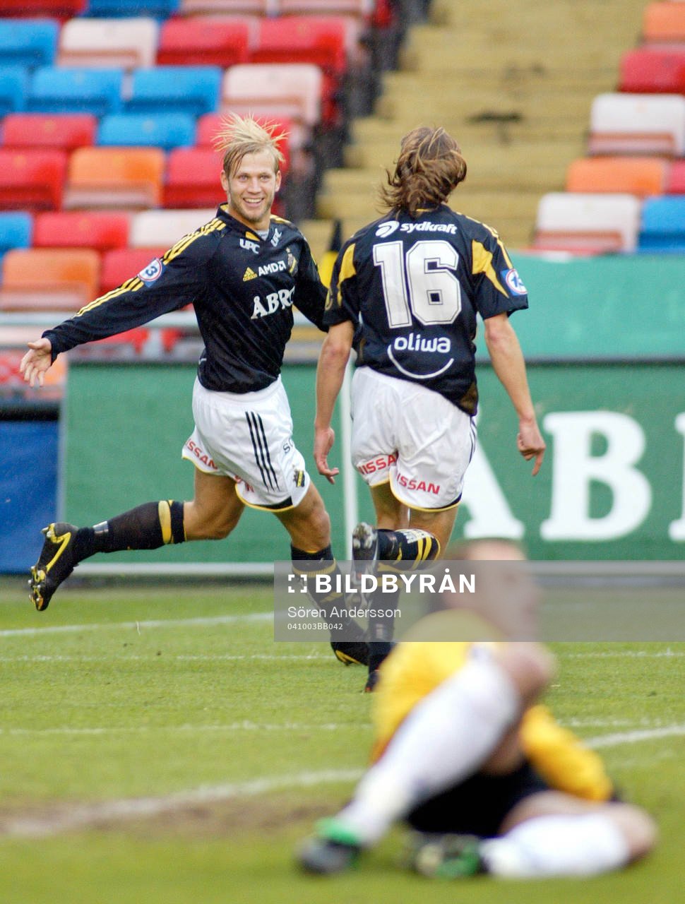 Martin Åslund och Mattias Moström, AIK, jubel och Peter