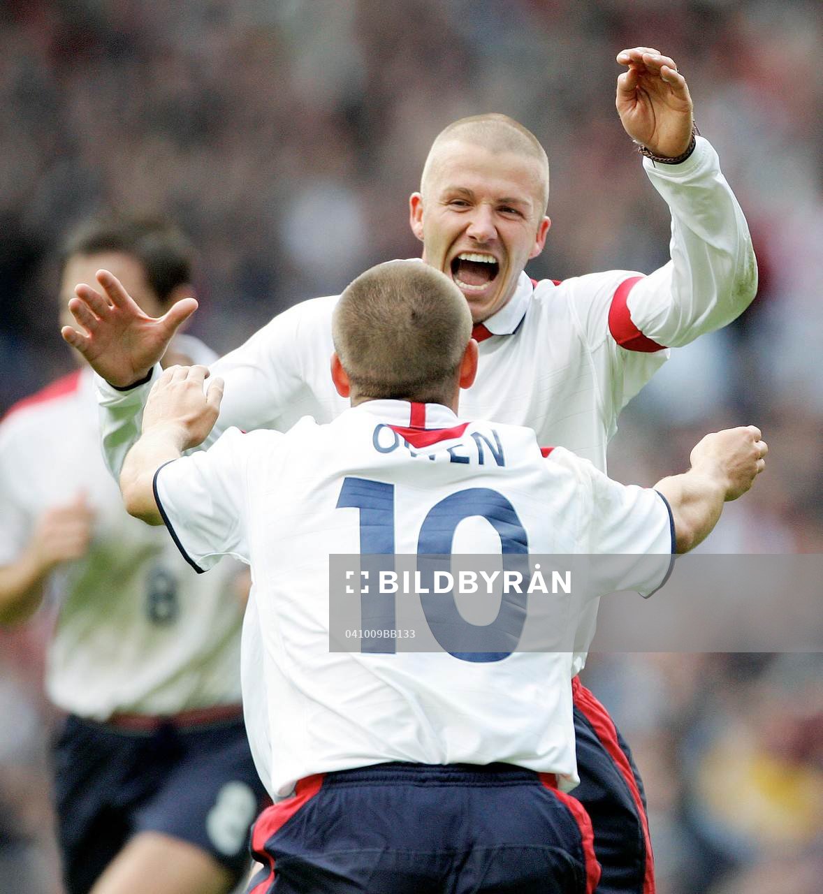 David Beckham och Micheal Owen, England (Jubel)