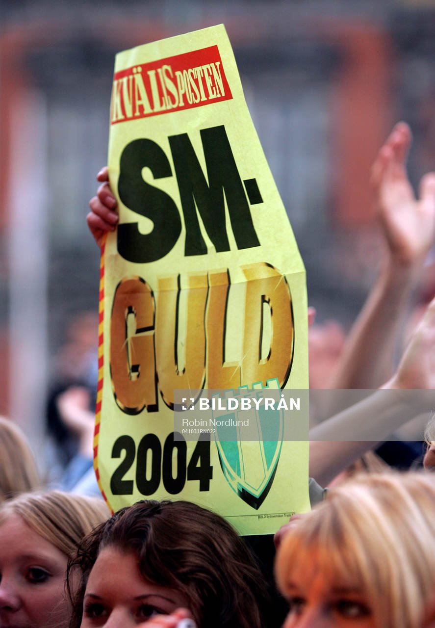  Mottagning av segrarna på Stortorget i Malmö. (SM-guld, guld, Svenska Mästare, jubel)