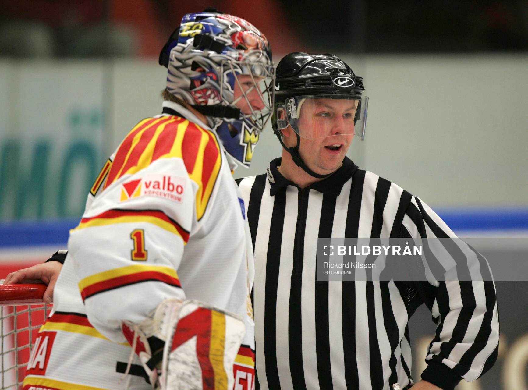Johan Holmqvist, målvakt, Brynäs och Conny Ekenberg,