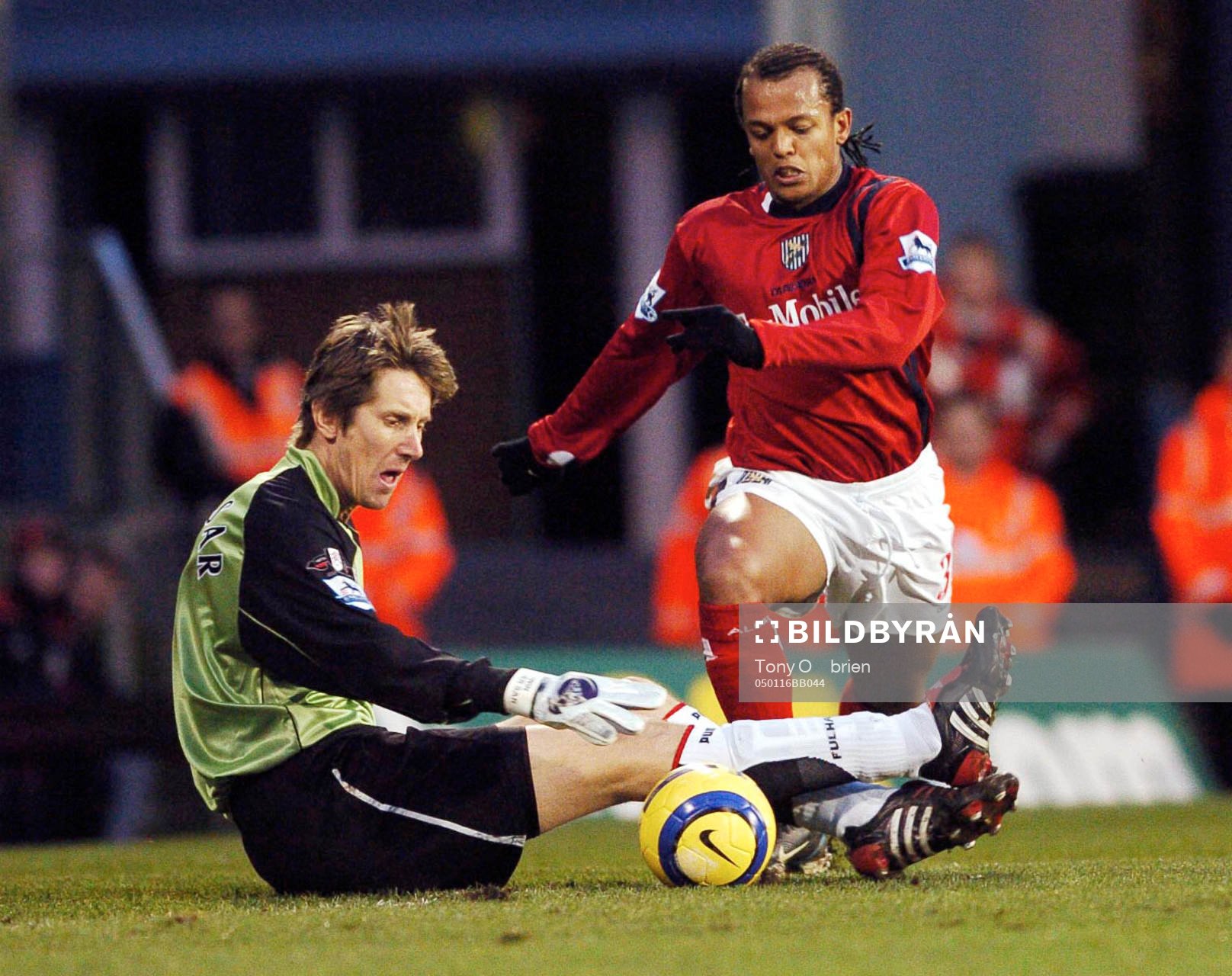 Fulhams Edwin Van der Sar och West Bromwich Albions  Robert