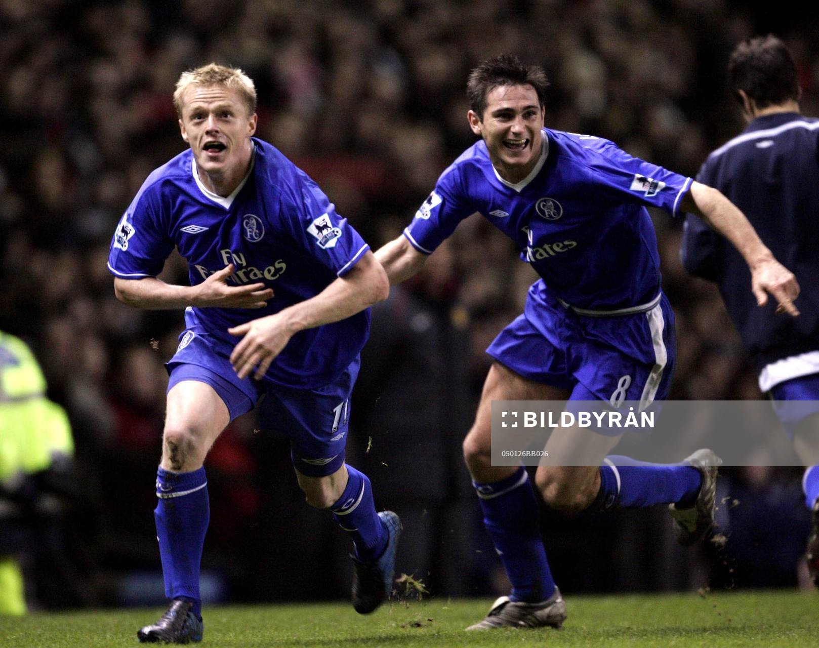  Damien Duff och Frank Lampard, Chelsea, jubel. 