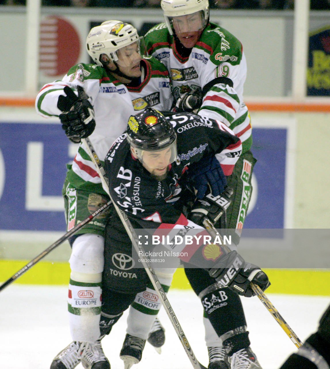 Kenny Jönsson och Byron Ritchie, Rögle. Trent Hunter,