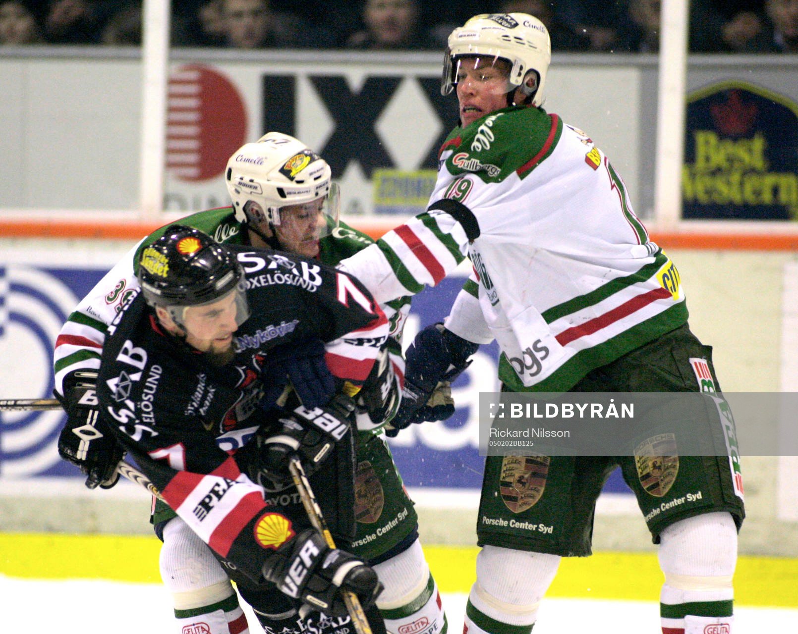 Kenny Jönsson och Byron Ritchie, Rögle. Trent Hunter,