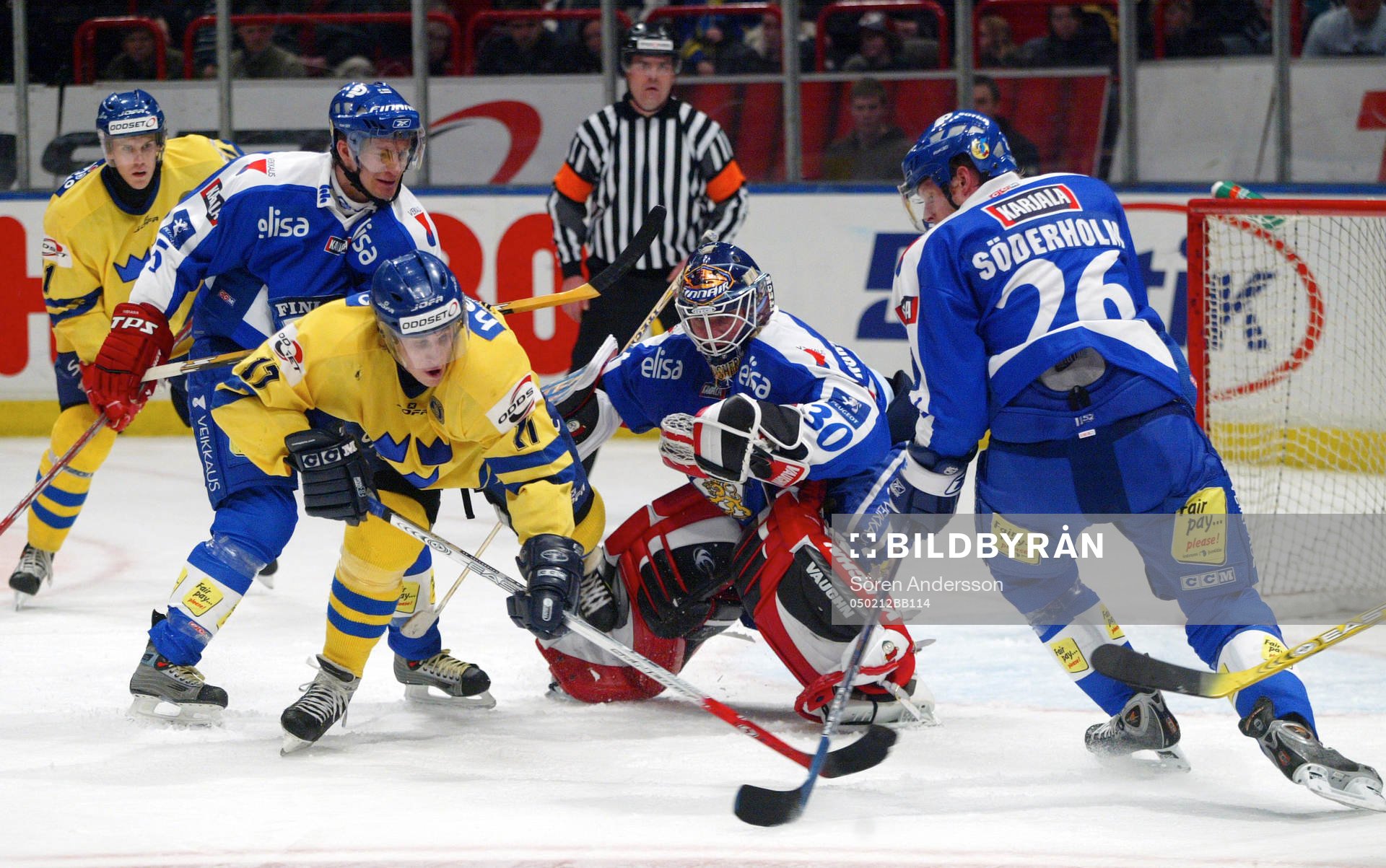 Jonathan Hedström, Sverige och Pasi Nurminen, målvakt,