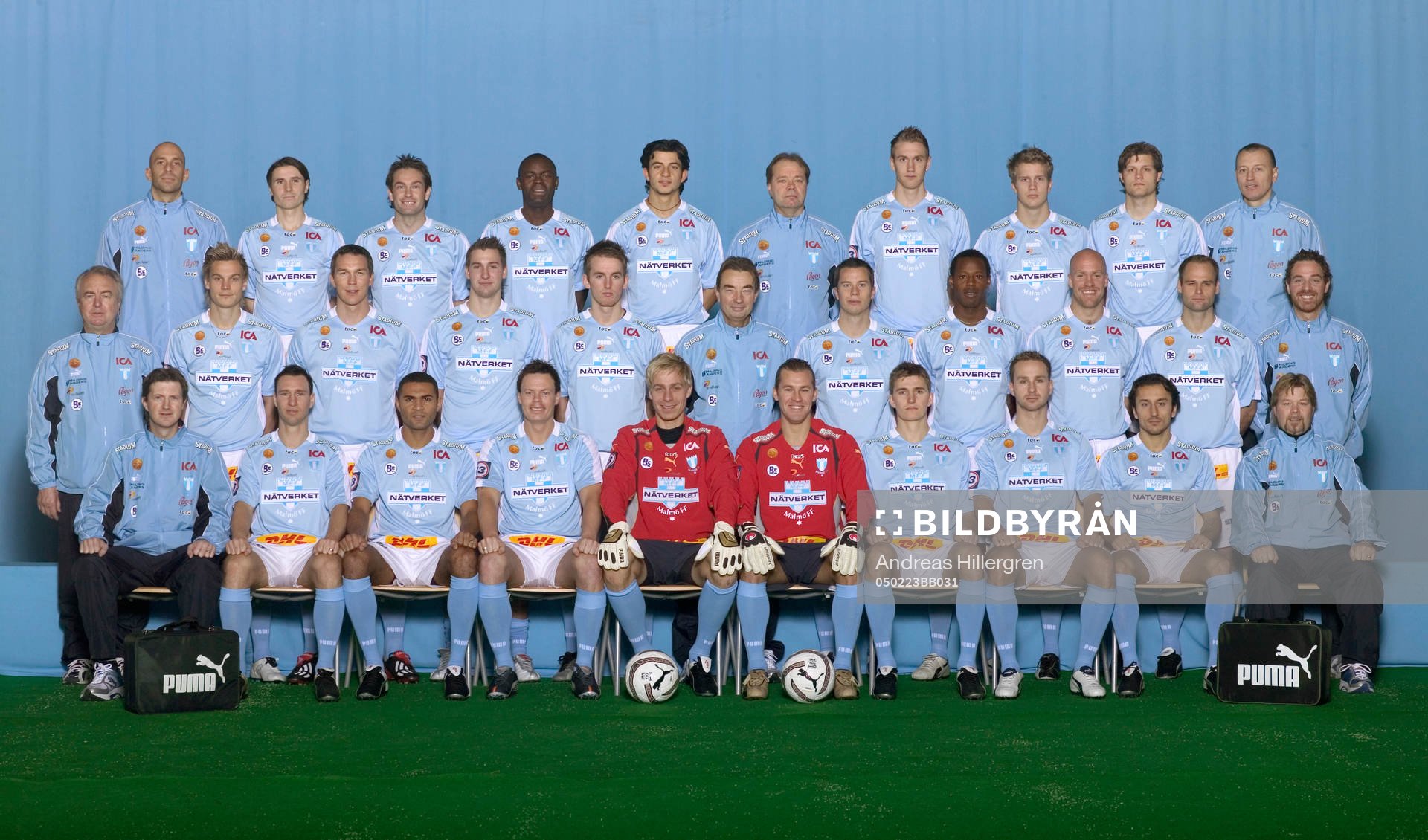  Bakre raden från vänster:  Greger Andrejevski (massör), Yksel Osmanovski, Hans Mattisson, Josef Elanga, Behrang Safari, Robert Fransson ( B-lag/ lagledare), Marcus Pode, Joakim Nilsson, Glenn Holgersson, Jörgen Becke (fys tränare),