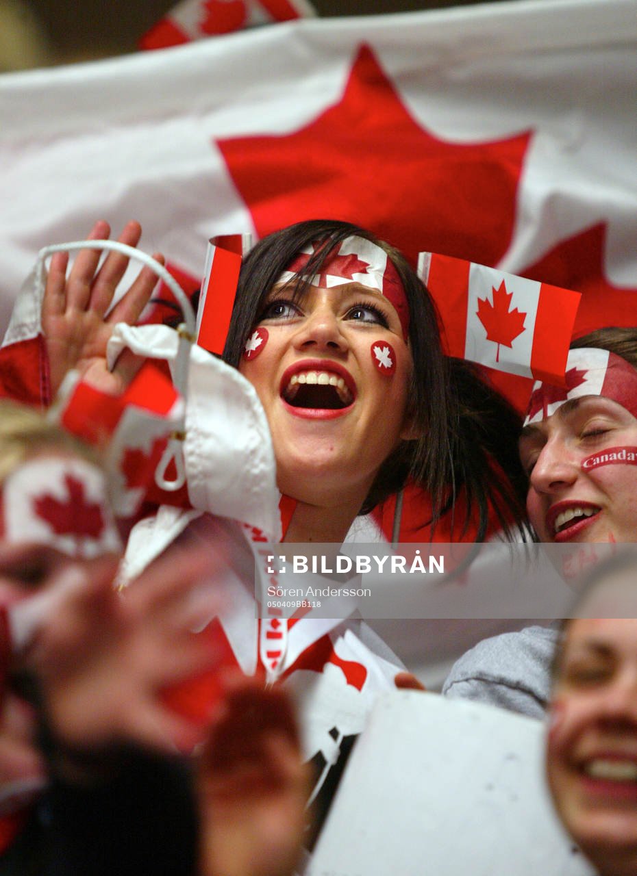 Supporter, fans, flaggor, flagga, ansiktsmålning, Canada