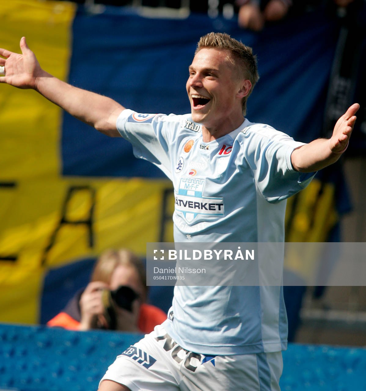 Markus Rosenberg, Malmö, gör 1-0 till MFF. Jubel