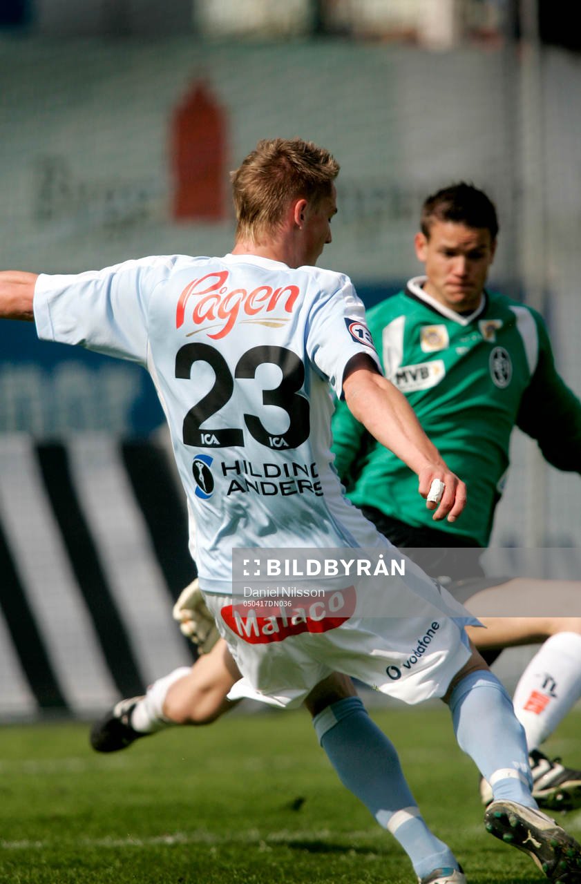 Markus Rosenberg, Malmö, gör 1-0 till MFF bakom Jonas