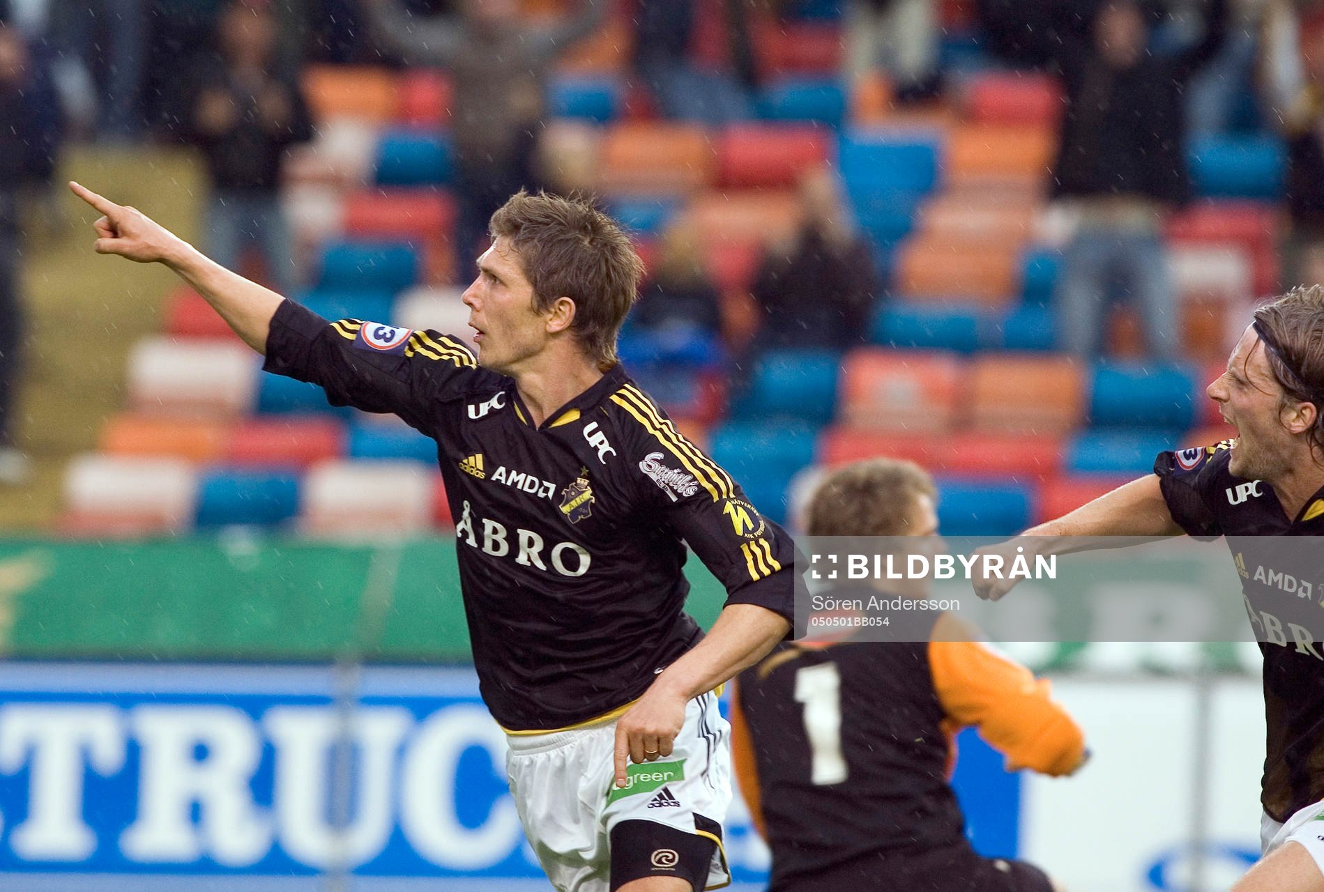  Dennis Östlundh och Göran Marklund, AIK, jubel.