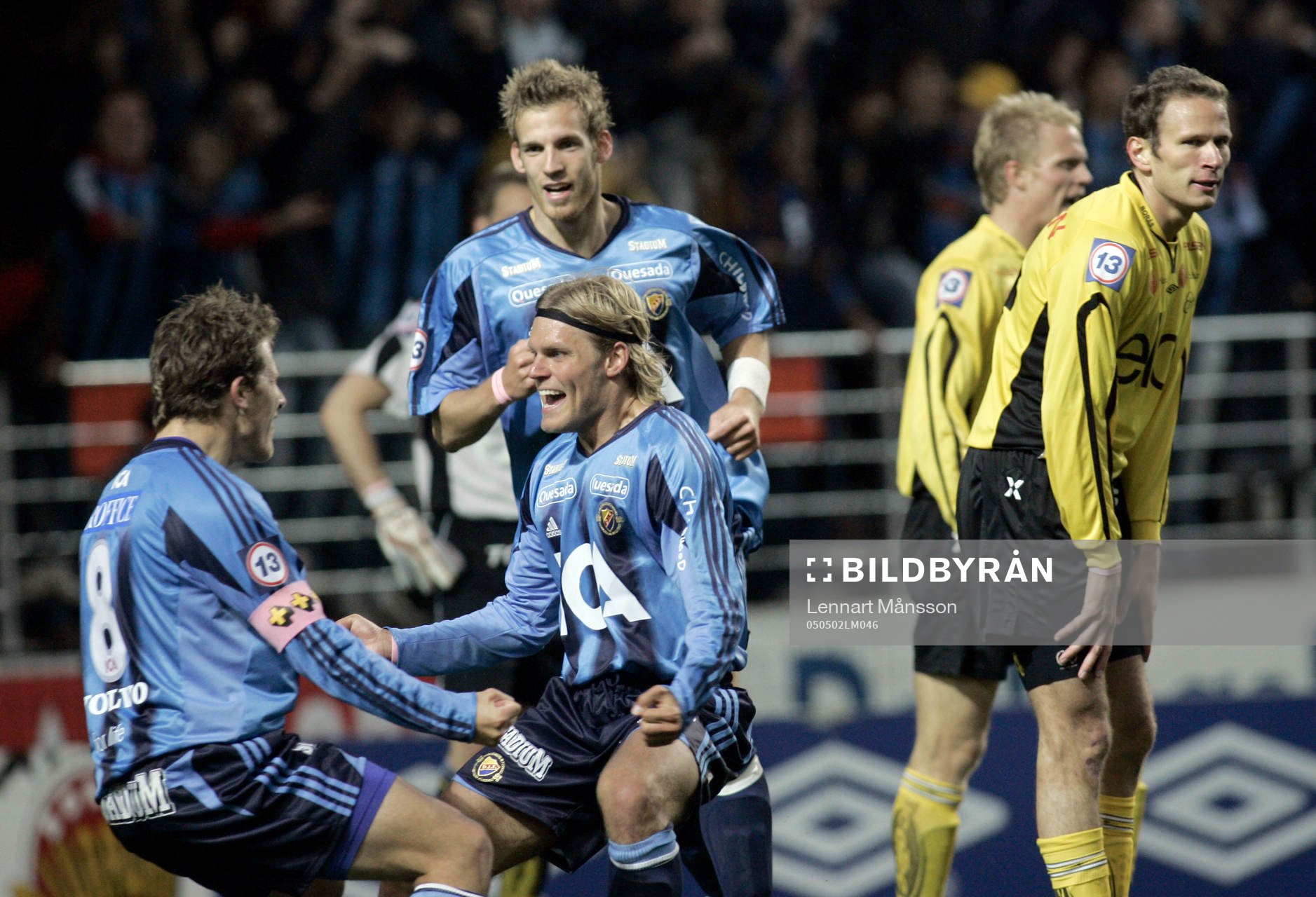 Johan Arneng och Tobias Hysén och Sören Larsén, jubel.