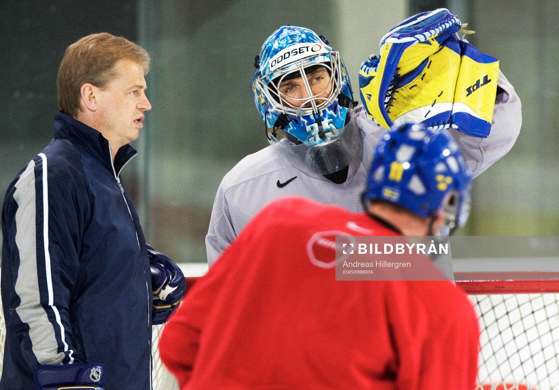 Bengt-Åke Gustafsson, tränare och Henrik Lundqvist,
