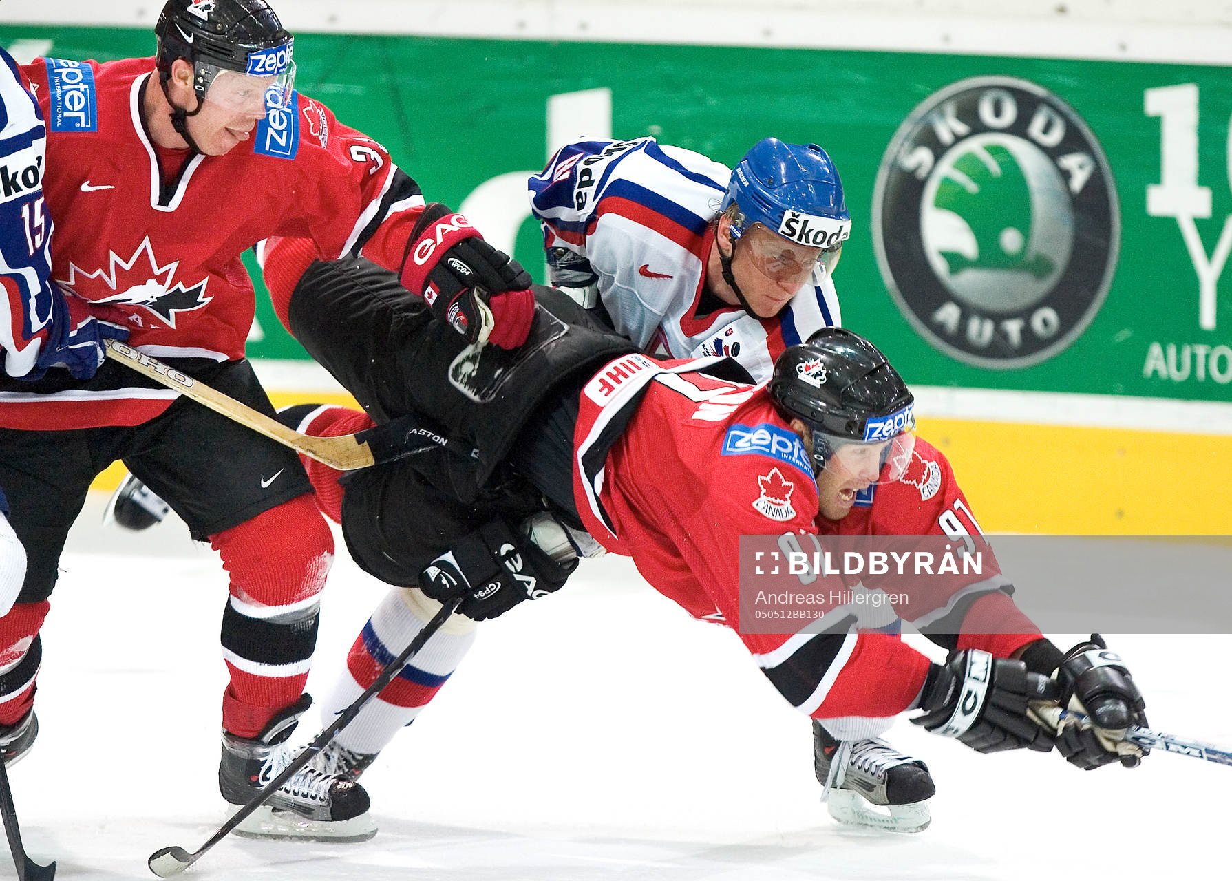 Marian Hossa, Joe Thornron och Kris Draper