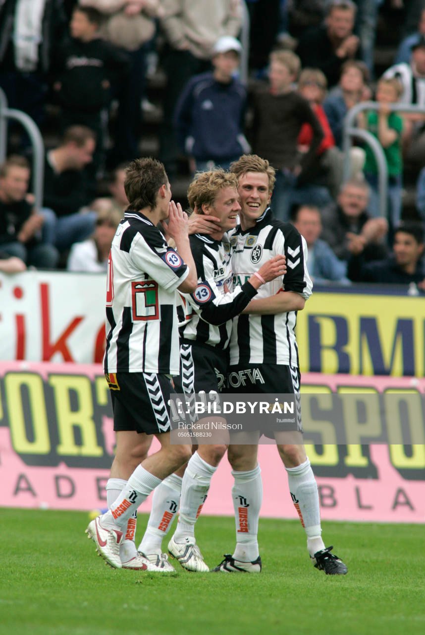 Jon Jönsson, Mikael Rynell och Pontus Segerström, jubel,