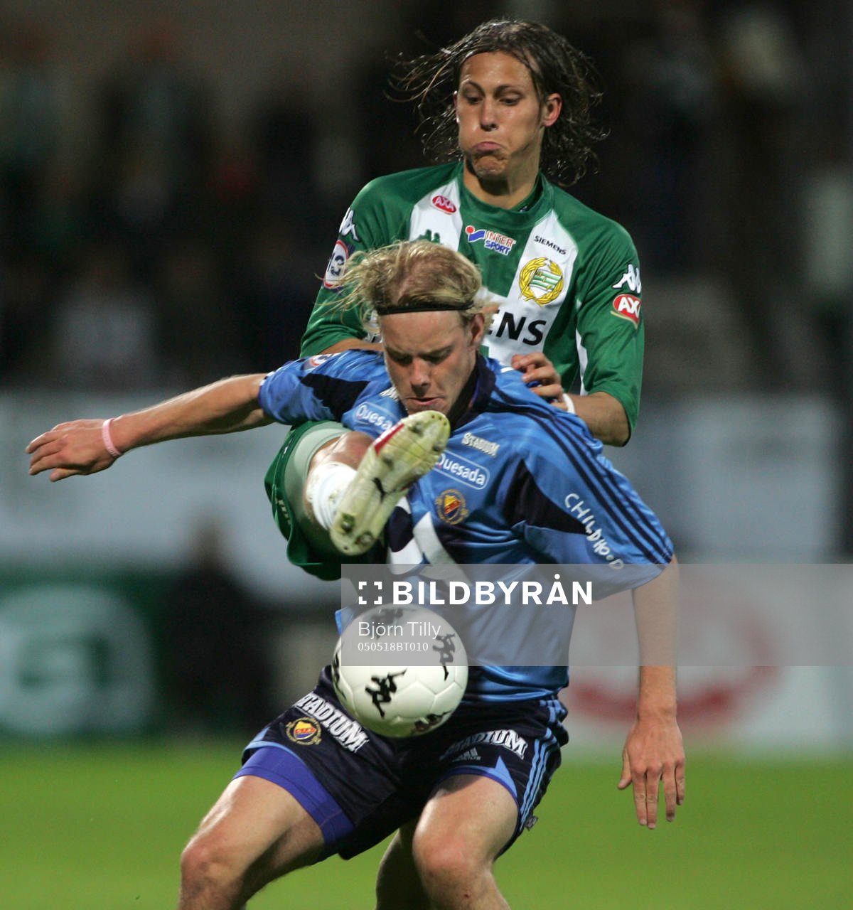 Fotboll, Allsvenskan, Hammarby - Djurgården: Björn Runström, Hammarby och Fredrik Stenman, Djurgården.
